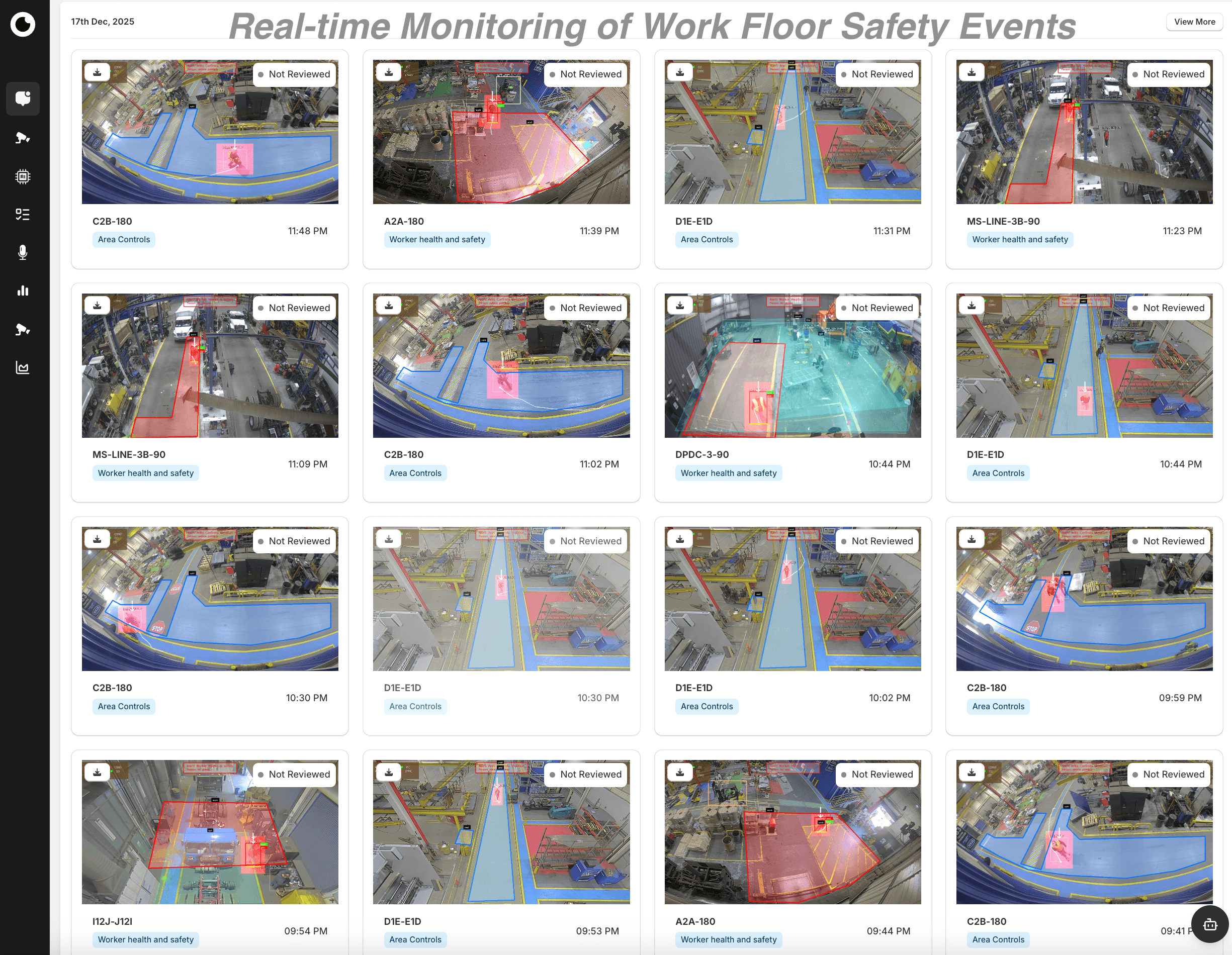 Visionify event detail view with video clip and metadata