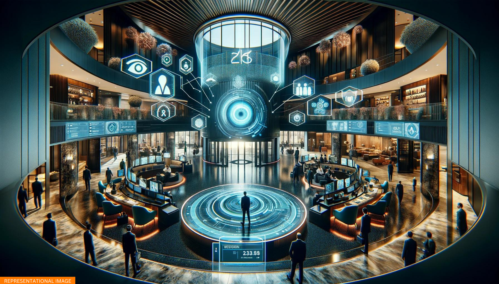 Hotel lobby with AI safety monitoring