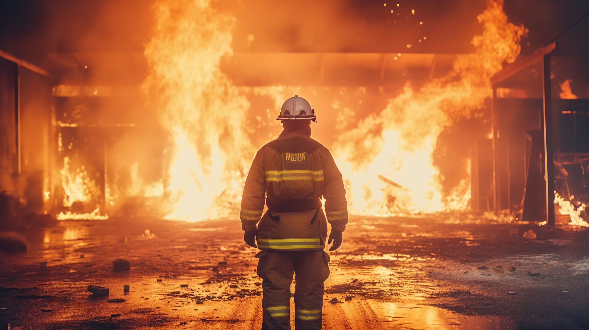 Fire damage in industrial setting