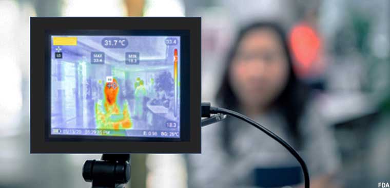 Thermal image of people in darkness