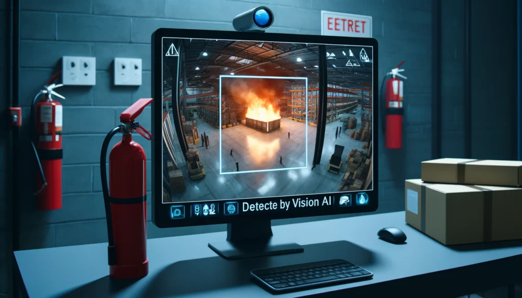 Vision AI Monitoring of Smoke and Fire Detection.